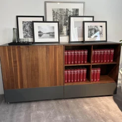 Sideboard Cubus Pure Nussbaum Natur Geölt Inne Buche Farbglas Graphitgrau Matt Inklusive Steckdose