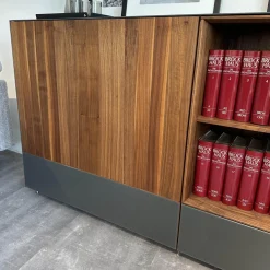 Sideboard Cubus Pure Nussbaum Natur Geölt Inne Buche Farbglas Graphitgrau Matt Inklusive Steckdose