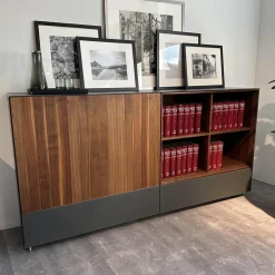 Sideboard Cubus Pure Nussbaum Natur Geölt Inne Buche Farbglas Graphitgrau Matt Inklusive Steckdose