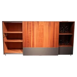 Sideboard Cubus Pure Nussbaum Natur Geölt Innen Buche Farbglas Graphitgrau Matt