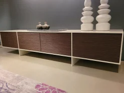 Sideboard Face TV-Möbel Seidenglanz Weiß Dunkles Holz