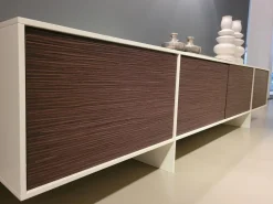 Sideboard Face TV-Möbel Seidenglanz Weiß Dunkles Holz