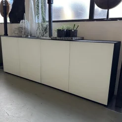 Sideboard Farn Front Glas 9010 Weiss Matt Außen Und Innern Schwarz Matt