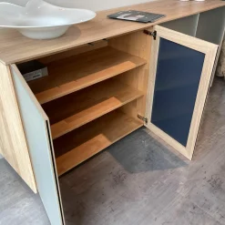 Sideboard Filigno AFG58205 Front Glas Pearlmatt Grau Korpus Eiche Weißöl Mit Touchbeschlag