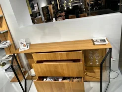 Sideboard Filigno Eiche Naturöl Klarglas Spotfarbe Schwarz Matt