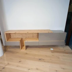 Sideboard Fineline Fichte Altholz Bianco Glas Farbe 408 Terra