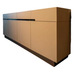 Sideboard GAP 23LI Lack Pearl Matt Sockel Spiegelschichtstoff Chrom Glänzen mit Spiegel