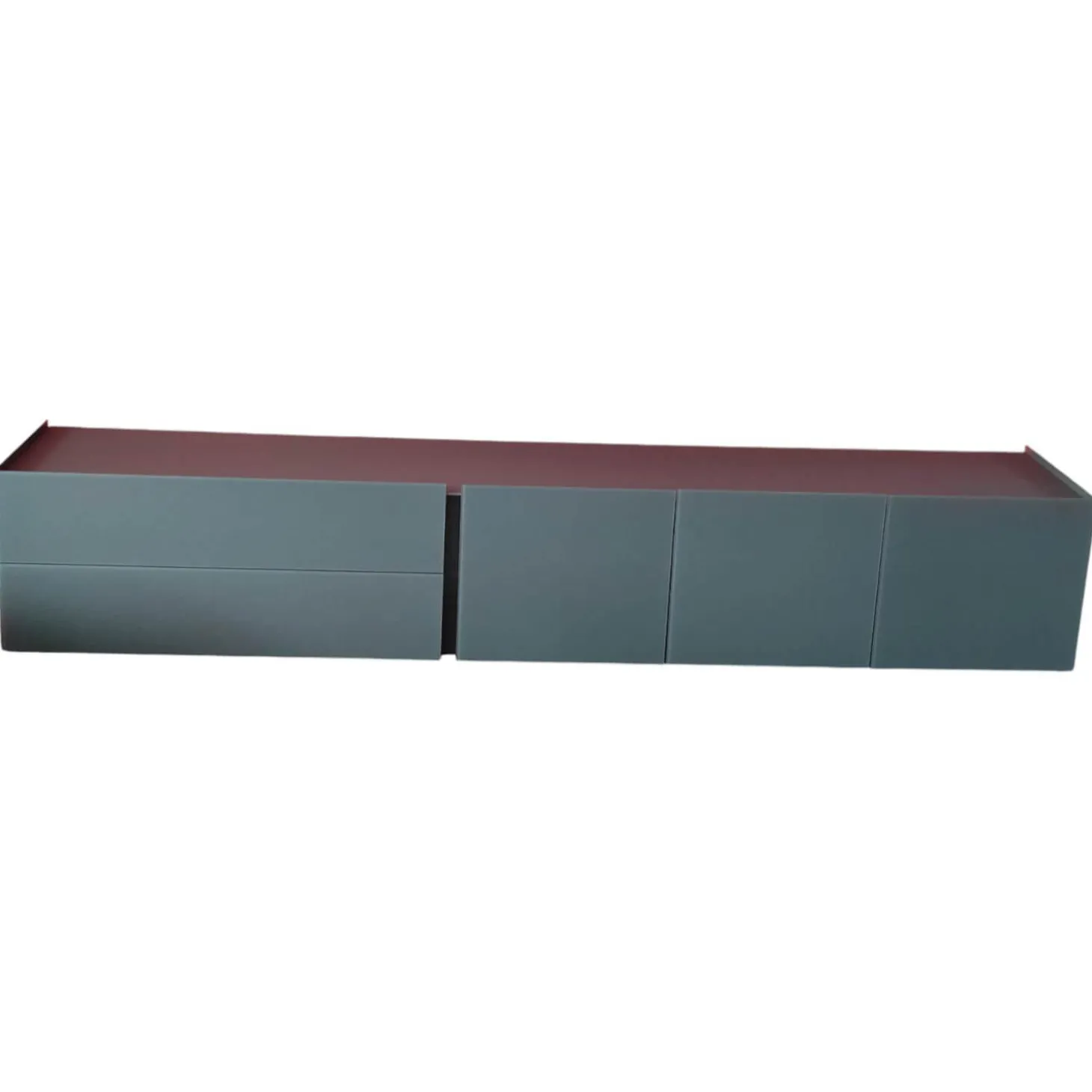 Sideboard Jorel Lack Bahia M81 Matt Grün Front und Abdeckplatte Glas Bahia Matt T81 Schwarz