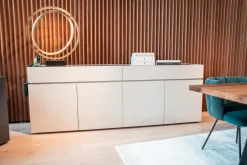 Sideboard Just Cube Bold Lack Greige M08 mit Stein-Abdeckplatte Quarzit