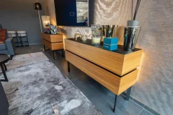 Sideboard Just Cube Bold Nussbaum Canela Geölt E76 Abdeckplatte Mattglas