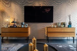 Sideboard Just Cube Bold Nussbaum Canela Geölt E76 Abdeckplatte Mattglas