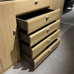 Sideboard Kiana 66174 Eiche Massiv 2206 Sand Mit Wandboard Und Beleuchtung