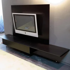 Sideboard Lack Schwarz Mit Abdeckplatte Und TV-Panel Ohne Fernseher