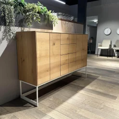 Sideboard Lina Knorrige Eiche Geölt Sockel Weiß