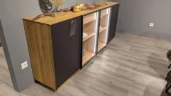 Sideboard Linja 152250 Rustikale Asteiche Hartwachsöl Und Metall RAL Grau Braun Mit LED Beleuchtung Ohne Dekoration