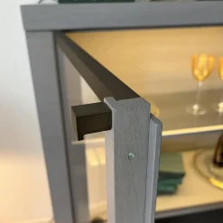 Sideboard Madison 4-türig Korpus Eiche Grau Gebeizt Türen Glas Mit Beleuchtung