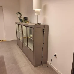 Sideboard Madison 4-türig Korpus Eiche Grau Gebeizt Türen Glas Mit Beleuchtung