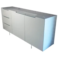 Sideboard Mell Lack Matt Flintgrau Platte Esche Achat Untergestell Verchromt