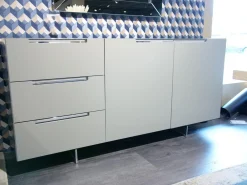 Sideboard Mell Lack Matt Flintgrau Platte Esche Achat Untergestell Verchromt