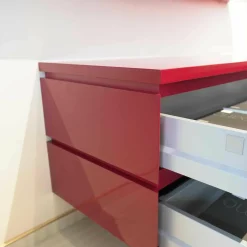 Sideboard Mit 3er-Set Hängeboden Cube Rot