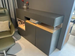 Sideboard Neo Natur Eiche Lack Grau Drei Schubladen Zwei Drehtüren