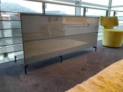 Sideboard Nex MDF Grau Hochglanz Füße Dunkelgrau