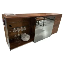 Sideboard Nox Nussbaum Wild Naturöl Glasausführung Palladium Glas Mit Beleuchtung