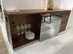 Sideboard Nox Nussbaum Wild Naturöl Glasausführung Palladium Glas Mit Beleuchtung