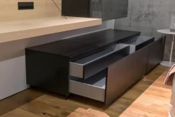 Sideboard Pab Bodenstehend Regalsystem Wandhängend Schwarz Matt 3764E Lackiert Und Eiche Hell Gebürstet