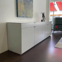 Sideboard Pulse Stehend Außen A02 Ice Mattlack Innen A25 Taupe Mattlack