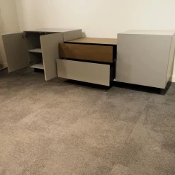 Sideboard Pure Lack Kopenhagen Grau Matt Schubaldenaufsatz MDF Schwarz Eiche Vergraut