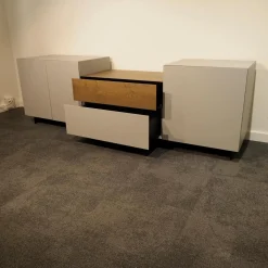 Sideboard Pure Lack Kopenhagen Grau Matt Schubaldenaufsatz MDF Schwarz Eiche Vergraut