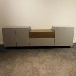 Sideboard Pure Lack Kopenhagen Grau Matt Schubaldenaufsatz MDF Schwarz Eiche Vergraut