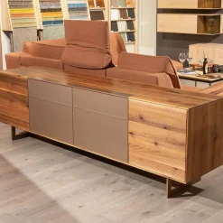 Sideboard Puro Syle 231 2 Astnuss Massiv Natur Geölt Farbglas Bronce Matt Sockel Metallrahmen Bronce Bronze Fußgestell Metall