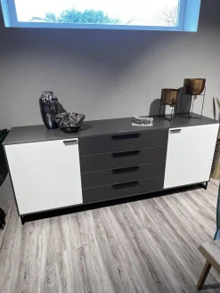 Sideboard 2R Kara Frame Lack Weiß Und Mantelseiten Feinschliff Grigio Schwarz
