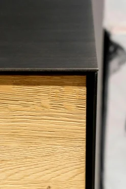 Sideboard Rialto Fly Metal Fronten Eiche Vintage B3 Korpus und Wangen Eisen Titan Effekt