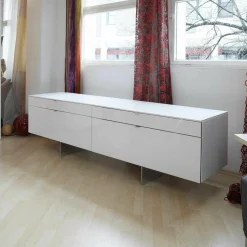 Sideboard Side H o1 Hochglanz Weiß Kufengestell