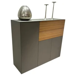Sideboard Side Smart Lack GN Granite Grau Und Smart Lack Fenix FE GRL Grigio Londra Grau Akzente Raw American Walnut