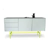 Sideboard Soma Beton Optik Grau Gestell Neon Gelb