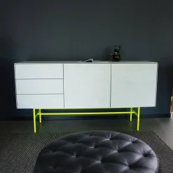 Sideboard Soma Beton Optik Grau Gestell Neon Gelb