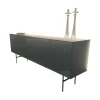 Sideboard Soma Lack Stahlblau Blau Hochglanz Gestell Dunkel Bronze Braun Inklusive Beleuchtung