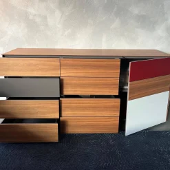 Sideboard Soma Nussbaum Front Lack Taupe Matt Grau Rot Weiß Mit Schubladen Und Tür Mit Regalboden