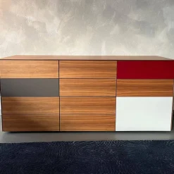 Sideboard Soma Nussbaum Front Lack Taupe Matt Grau Rot Weiß Mit Schubladen Und Tür Mit Regalboden