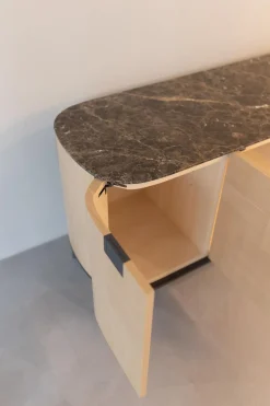 Sideboard Tesaurus Front Eiche Hell Innen Ahorn Frise Abdeckplatte Marmor Emperador Grau