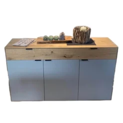 Sideboard Tucson Wildeiche Massiv Soft Gebürstet Und Lack Samtgrau