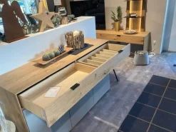 Sideboard Tucson Wildeiche Massiv Soft Gebürstet Und Lack Samtgrau