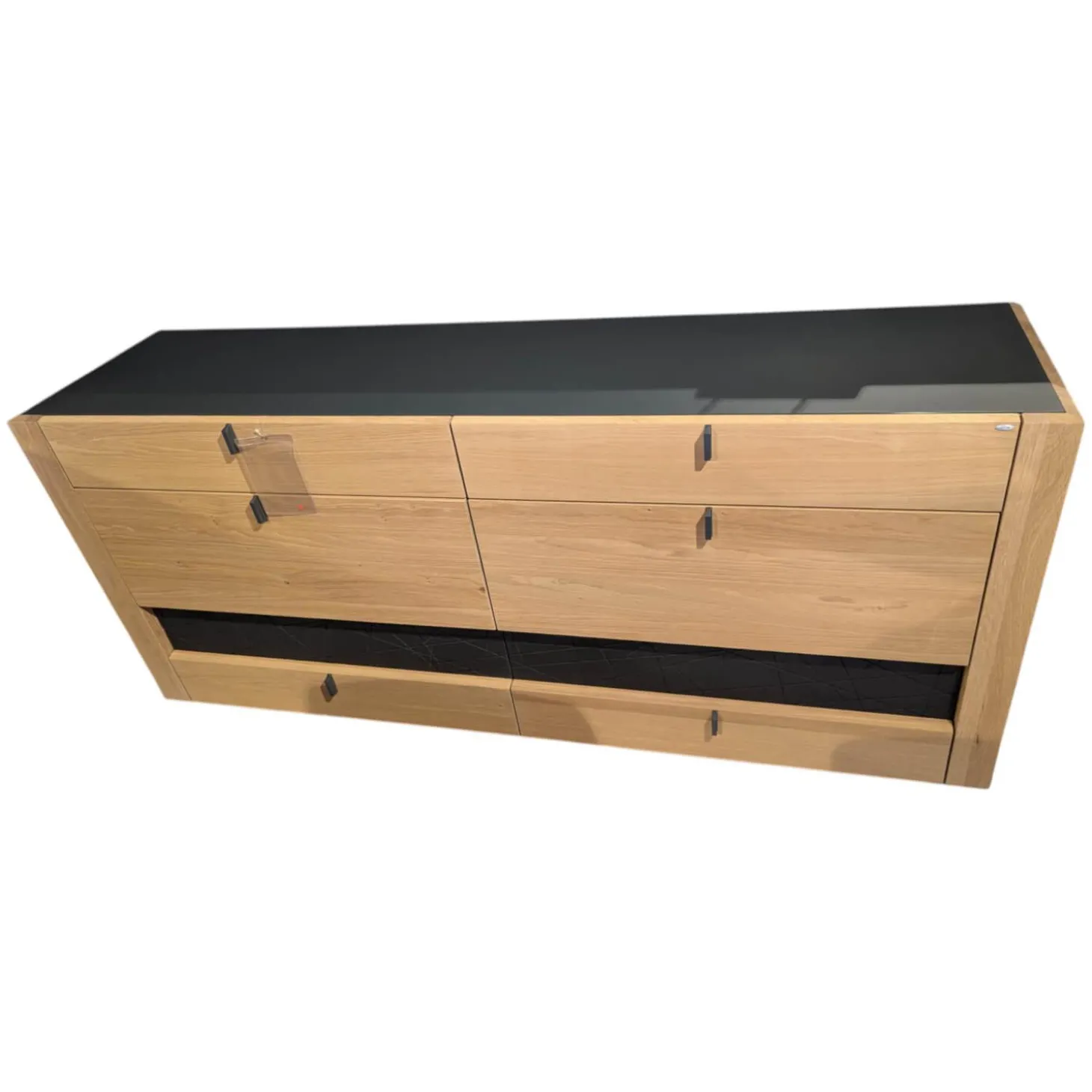 Sideboard V-Aura Eiche Geölt Akzent Lärche Schwarz mit LED-Beleuchtung