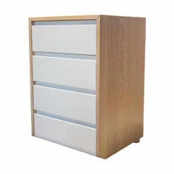 Sideboard Velare Eiche Weißöl Front Verkehrsweiß 9016 Füße Chrom Mit Schubkästen