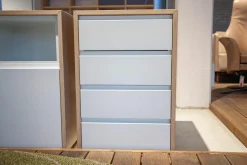 Sideboard Velare Eiche Weißöl Front Verkehrsweiß 9016 Füße Chrom Mit Schubkästen