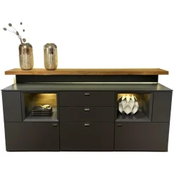 Sideboard Vitus Lack Schiefergrau Matt Mit Aufsatzkonsole Eiche Rustico Hell Geölt